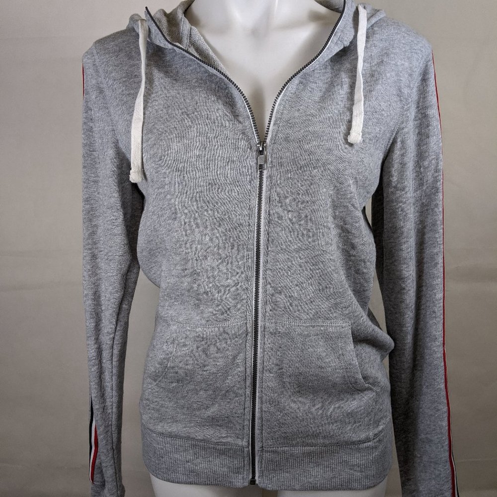 Grey Zippered Fleece Hoodie Jacket Medium